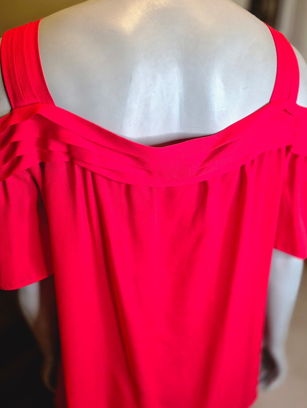 Sophie Max Bright Red Ruffled Cold-Shoulder Top - Picture 7 of 14